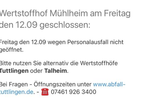 Kreiswertstoffhof Mühlheim wegen Personalmangel am Freitag, 12.09.2025 geschlossen!