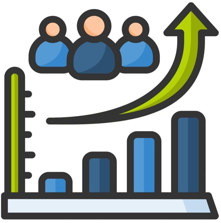 Aufsteigendes Diagramm mit Personenbezug