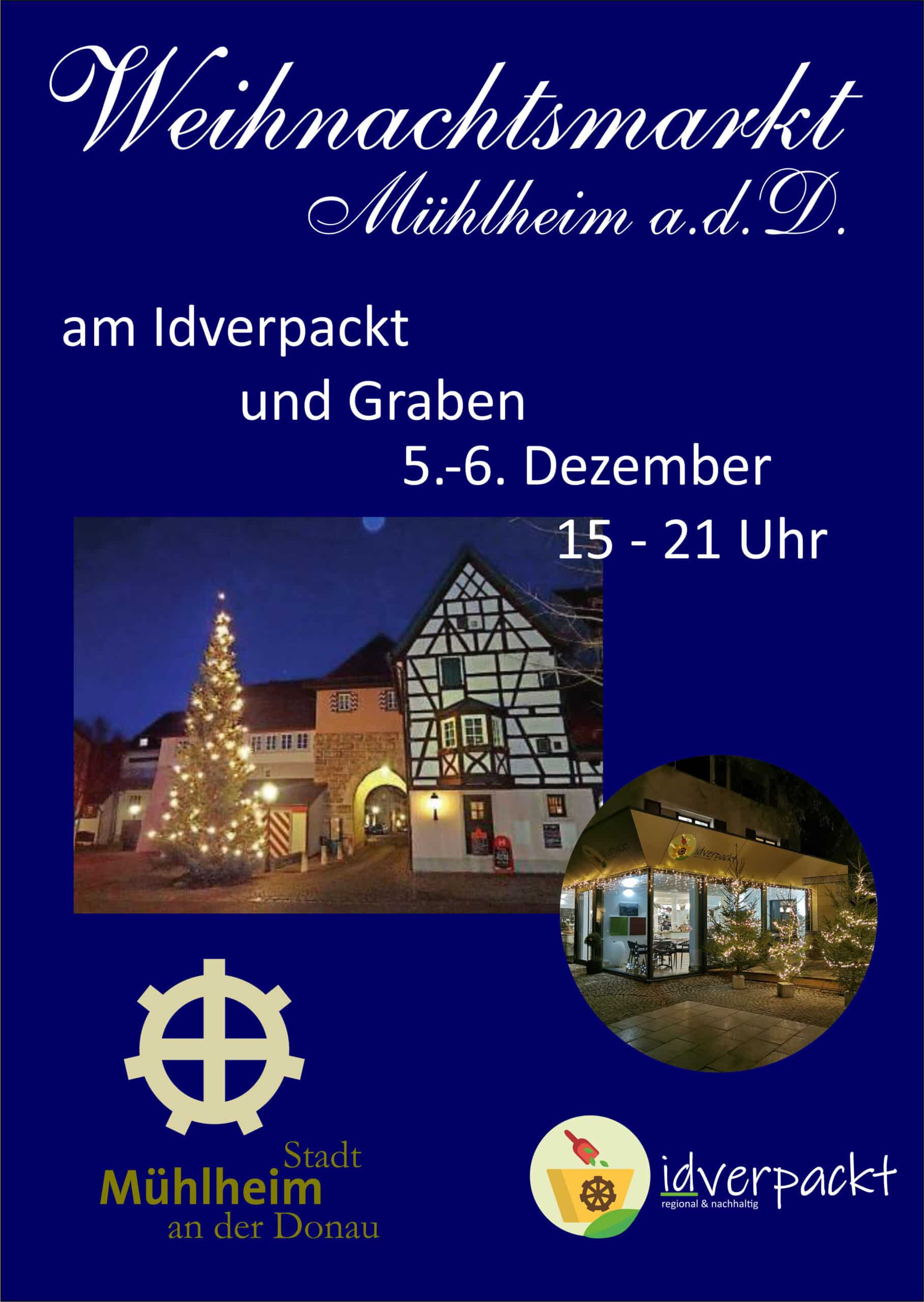 Informationen über den Weihnachtsmarkt mit Foto des beschmückter Idverpackt Ladens