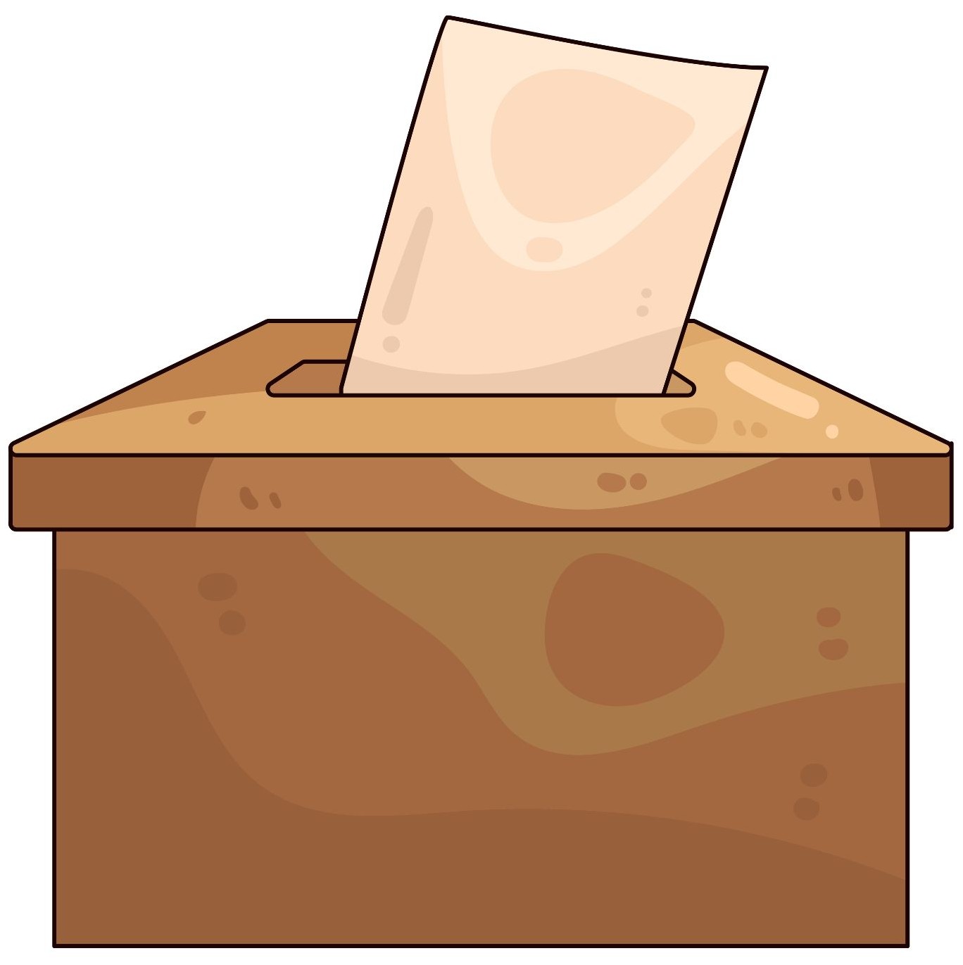 Eine Wahlurne mit Stimmzettel