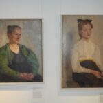 Gemälde Josef Alfons Wirth - (links) Frauenbildnis mit Grüner Jacke (rechts) Mädchenbildnis mit Schleife im Haar